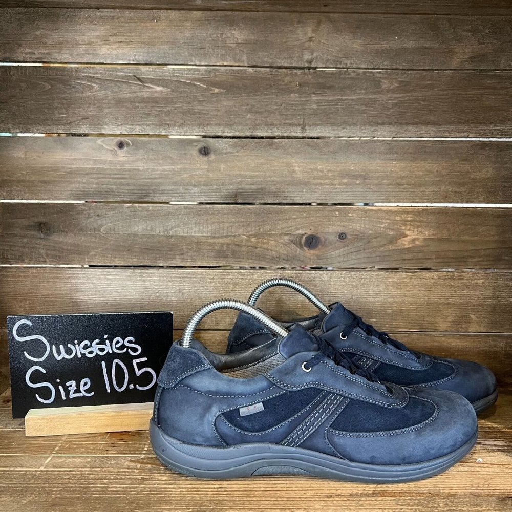 Womens Swissies Black Suede Athletic Waterproof Walking Sneakers Shoes Size 10.5
